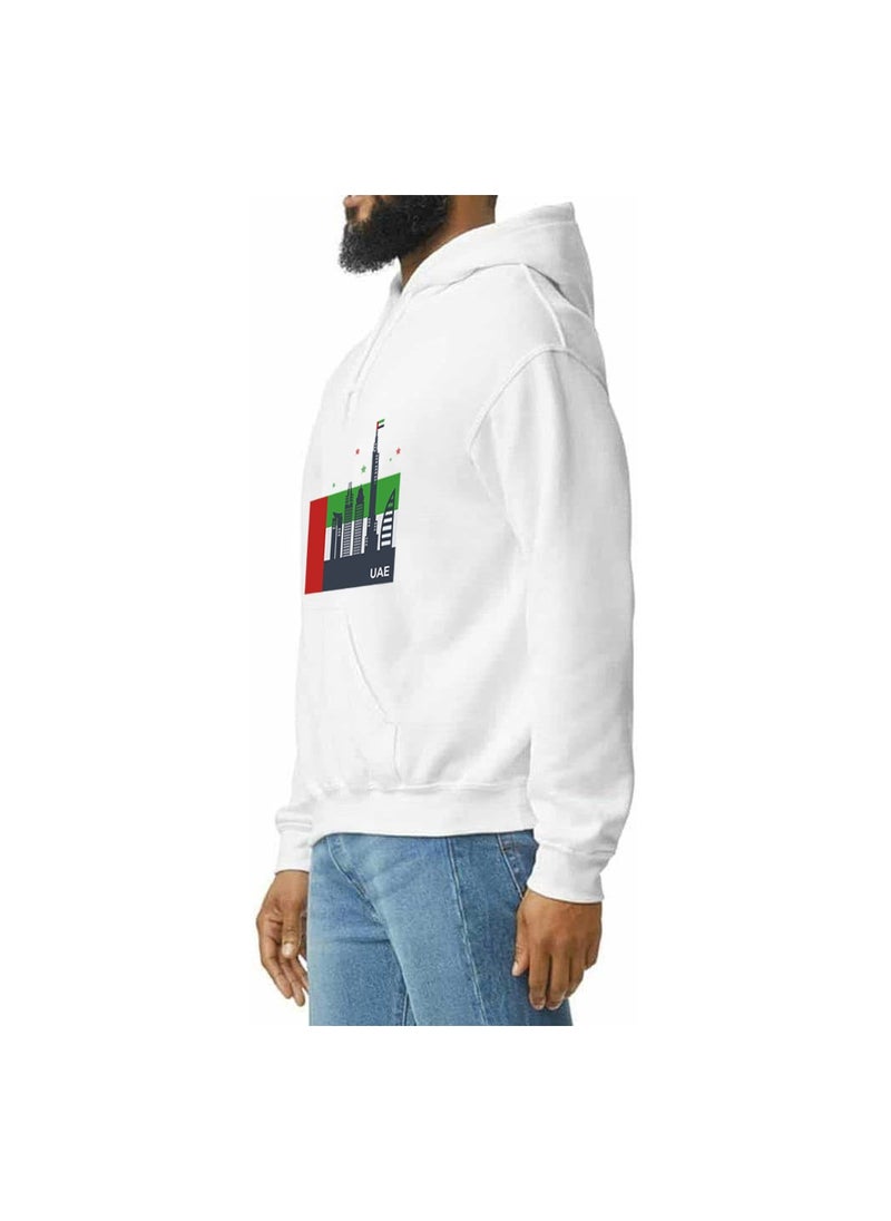 Eid Al Etihad Unisex Cotton Pullover Hoodie With Drawstring–Soft And Comfortable Hoodie For Men And Women–Perfect For Eid Al Etihad Celebrations