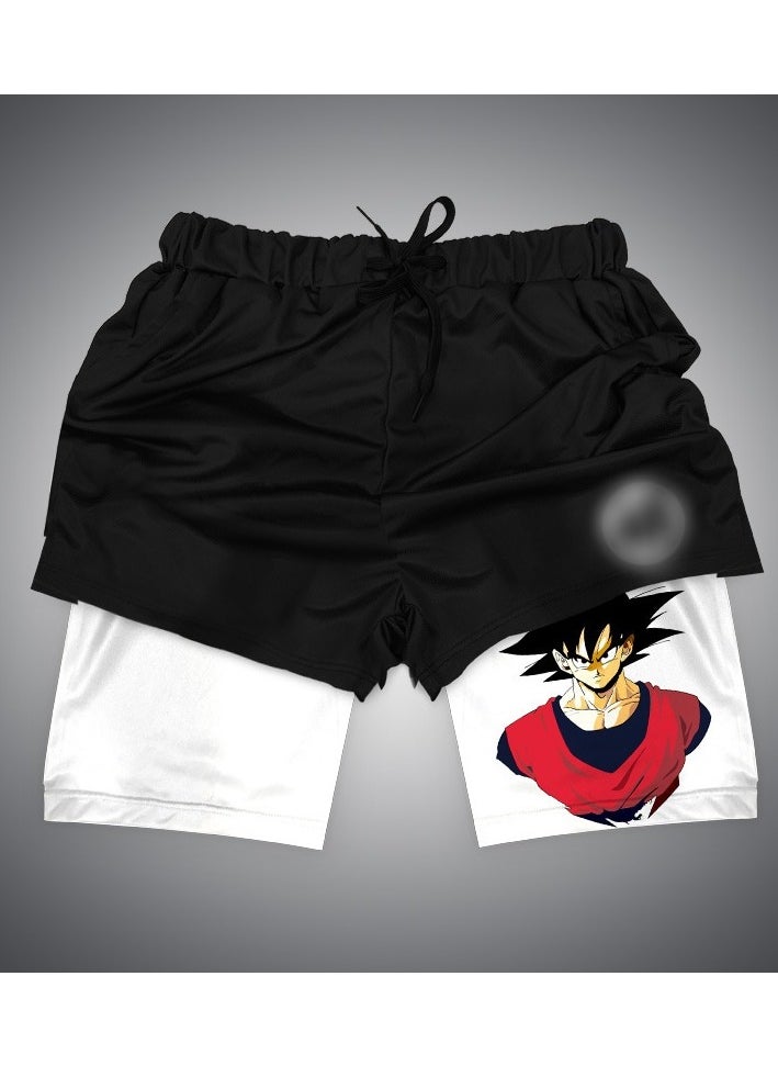 New Naruto 39D Digital Printed Dragon Ball Double Layer Shorts