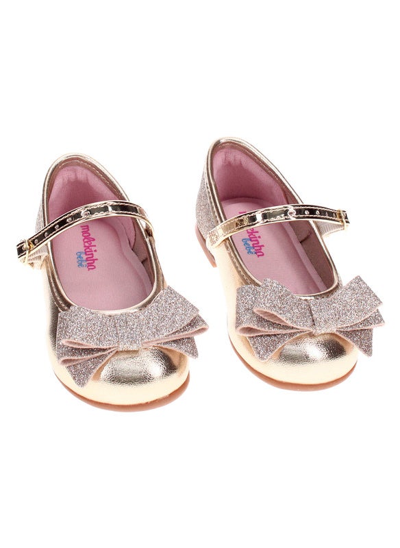 Molekinha Infant Girls Ballerinas Golden | Made In Brazil