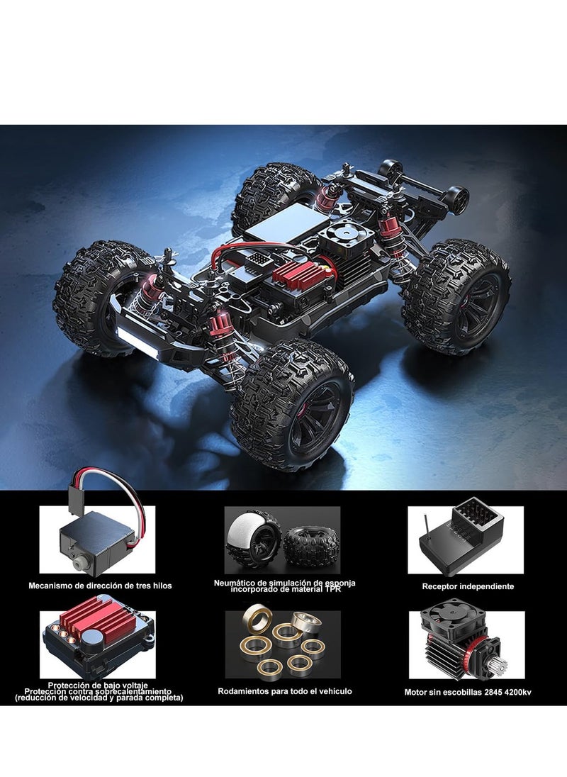 Brushless Rc Hobby Gradetruck 1:16 Scale Radio Controlled Off-Roader Electronic Monster Rtr All Terrain Pink