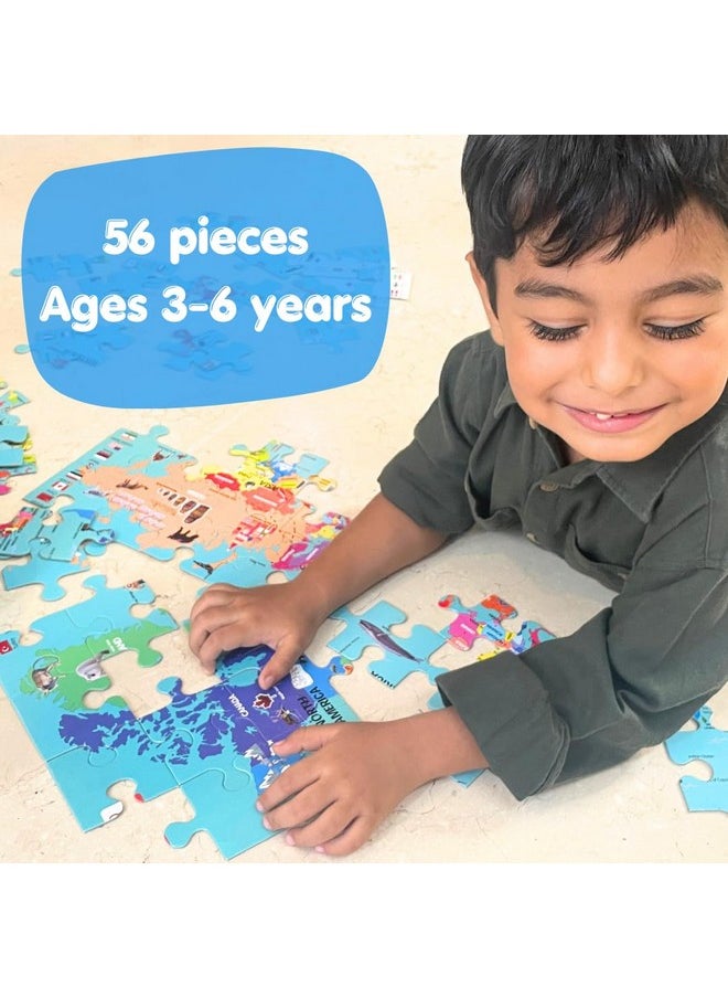 World Map Puzzle For 3 To 6 Year Old Boys And Girls, 56 Pieces, Learning And Educational Gift, Return Gift For Kids (Pack Of 1)