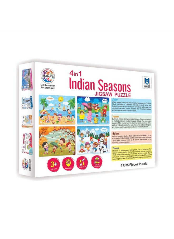 4 In 1 Indian Seasons Jigsaw Puzzle For Kids - Set Of 4 | 35-Piece Puzzles | Educational Toy For Cognitive Development | Vibrant Colors | Puzzle Guide Included | Ages 3 And Up