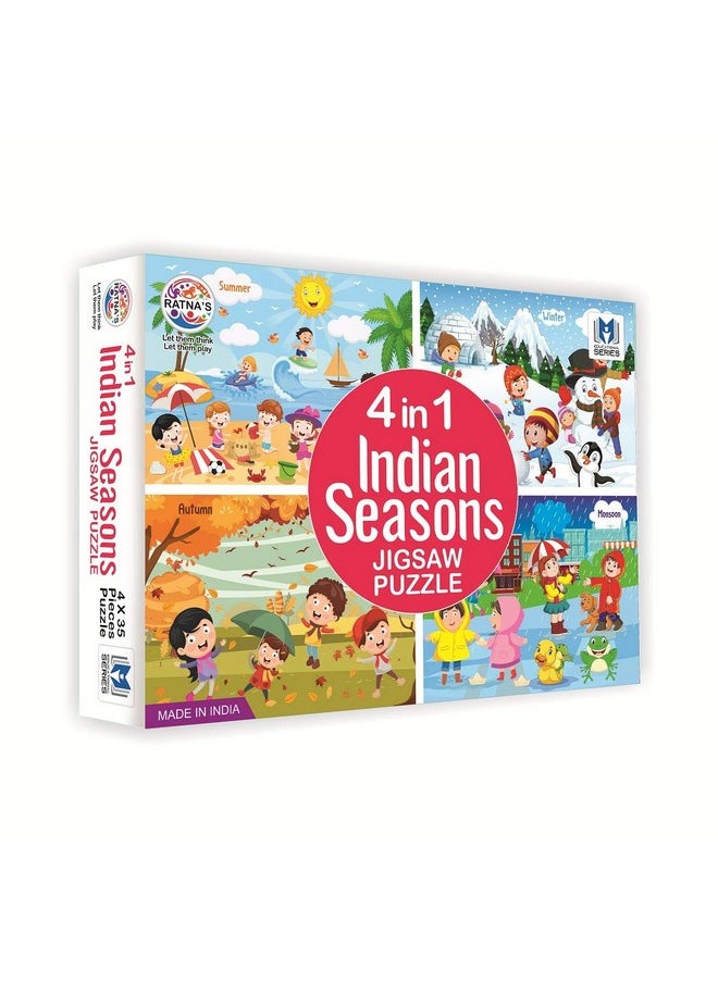 4 In 1 Indian Seasons Jigsaw Puzzle For Kids - Set Of 4 | 35-Piece Puzzles | Educational Toy For Cognitive Development | Vibrant Colors | Puzzle Guide Included | Ages 3 And Up