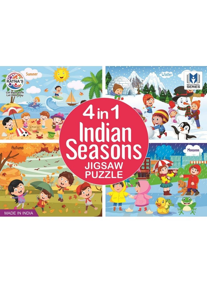 4 In 1 Indian Seasons Jigsaw Puzzle For Kids - Set Of 4 | 35-Piece Puzzles | Educational Toy For Cognitive Development | Vibrant Colors | Puzzle Guide Included | Ages 3 And Up