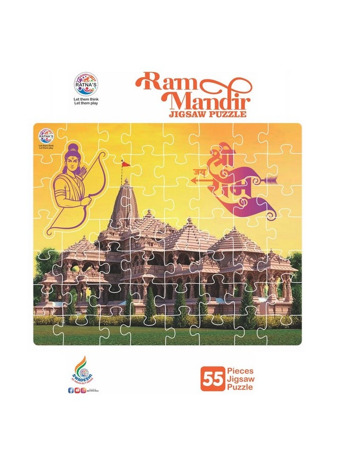 Ayodhya Ram Mandir Jigsaw Puzzle 55 Pieces Indian Heritage Learning & Educational Play For Kids 3+ Years