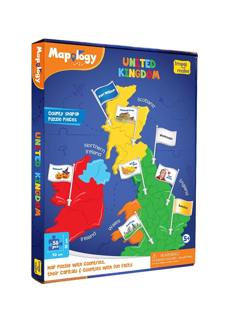 Imagimake Mapology United Kingdom - County Shaped Puzzle Pieces - Educational Toy for Boys & Girls Above 5 Years