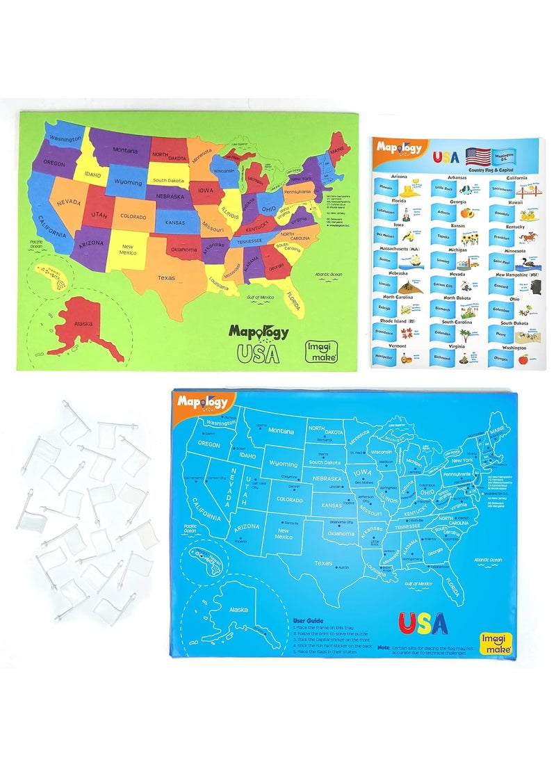 Imagimake: Mapology USA with Capitals- Learn USA States Along with Their Capitals and Fun Facts- Fun Jigsaw Puzzle- Educational Toy for Kids Above 5 Years