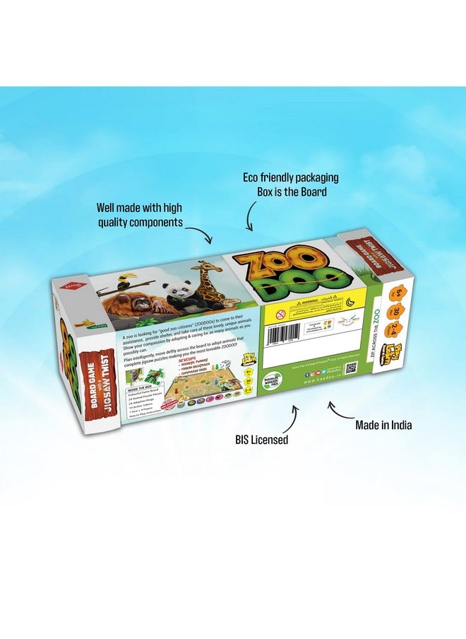Zoodoo Board Game With Jigsaw Puzzle Twist, Fun Board Game For Kids Teens Adults And Family,Ages 6+ ,For 2 To 4 Players,Average Playtime 30 Minutes,Made In India ,Multicolor