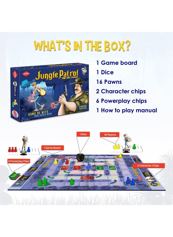 Jungle Patrol Strategy Board Game Played In Teams Of 2 For Kids, Teens, Families & Adults | Ages 8 And Up | 2 To 4 Players | 30 Minutes Playtime | Made In India
