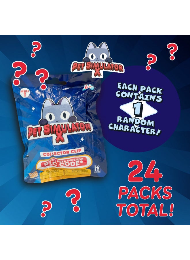 PET Simulator X - Mystery Pet Minifigure Toys with Collector Clip - Blind Bags 24 Pack Box and Chance of DLC Code - Surprise Collectable