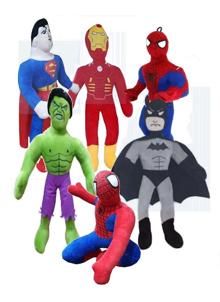 Avengers super hero plush soft toys pack of 6 - 38 cm Spiderman Batman Iron Man Hulk SuperMan