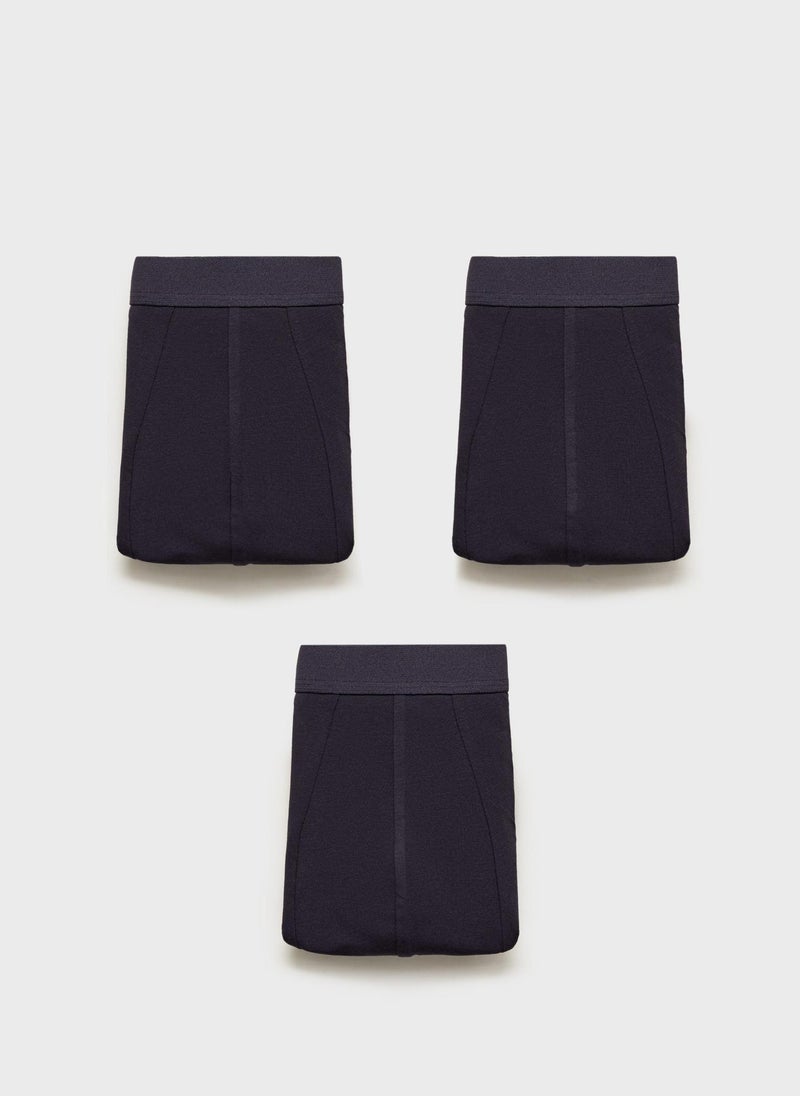 3-Pack Of Blue Cotton Boxer Shorts