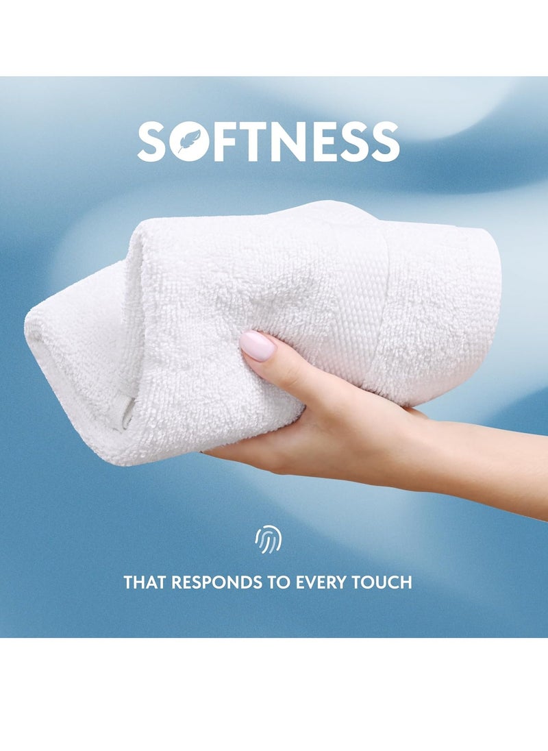 WhiteClassic Luxury Cotton Washcloths - Large Hotel Spa Bathroom Face Towel | 12 Pack | White