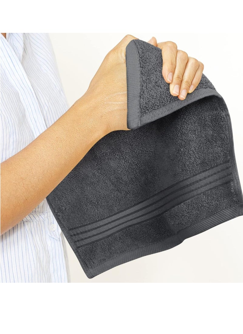 Utopia Towels 12 Pack Premium Wash Cloths Set (12 x 12 Inches) 100% Cotton Ring Spun, Highly Absorbent and Soft Feel Washcloths for Bathroom, Spa, Gym, and Face Towel (Grey)