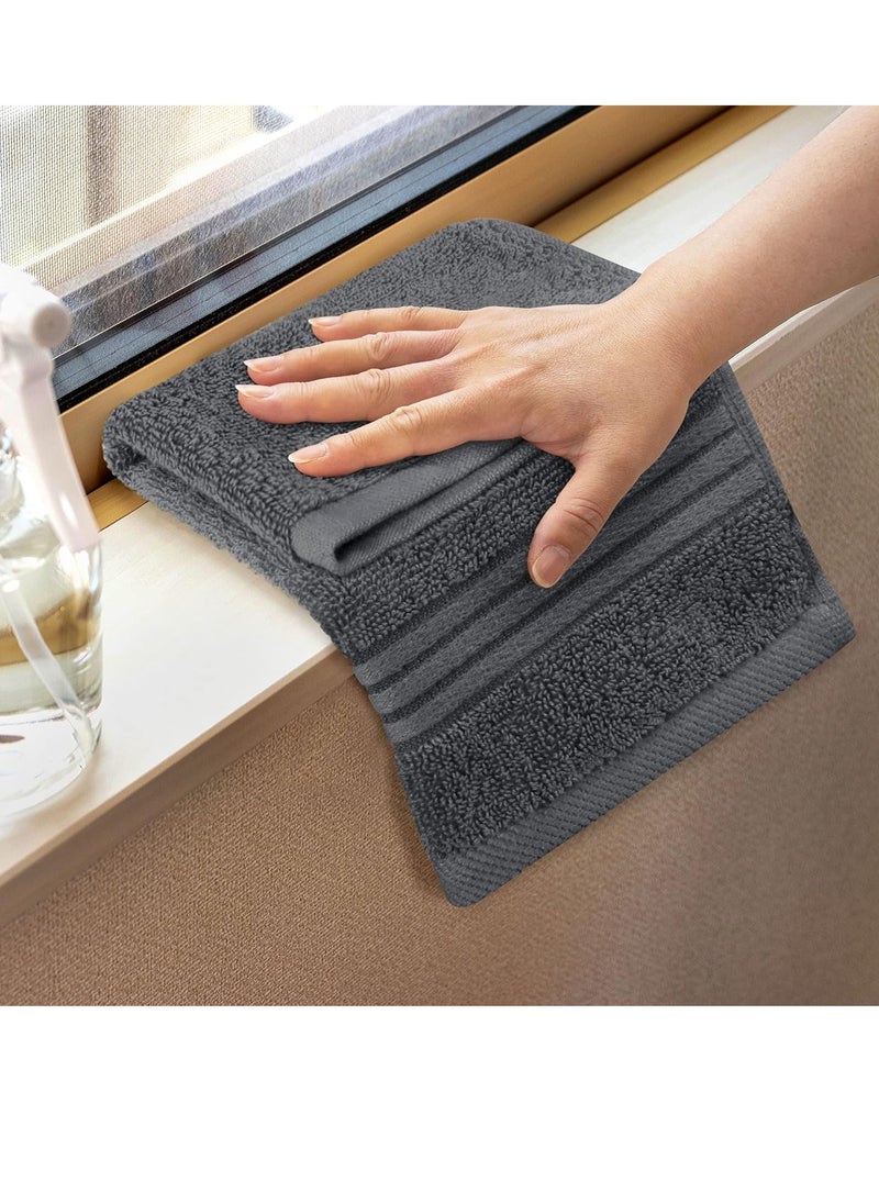 Utopia Towels 12 Pack Premium Wash Cloths Set (12 x 12 Inches) 100% Cotton Ring Spun, Highly Absorbent and Soft Feel Washcloths for Bathroom, Spa, Gym, and Face Towel (Grey)