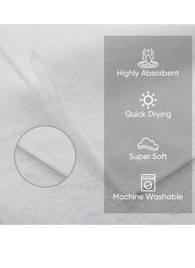 HOMEXCEL Microfiber Washcloths 12 Pack, Highly Absorbent and Soft Face Towel, Multi-Purpose White Wash Cloths for Bathroom, Hotel, Spa, Gym, and Kitchen, 12x12 Inch