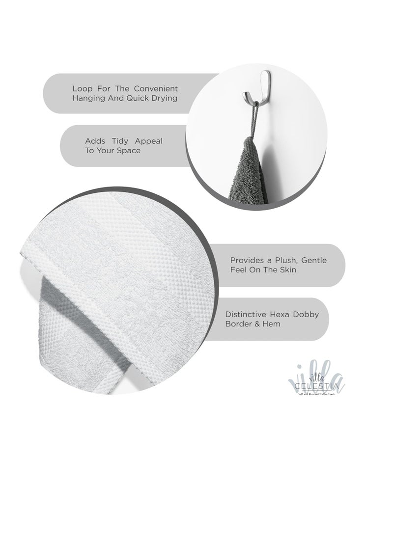 100% Cotton Wash Cloth for face & Body Set of 6, (12 x 12 inches) Sustainable, Soft, Highly Absorbent, Combed Cotton Wash Cloths Pack of 6 for Hotels, Spa, Bathroom, Dorm, White
