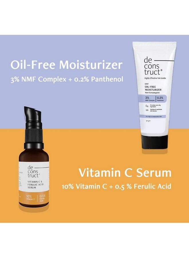 Glow & Hydrate Duo: Oil-Free Moisturizer (50G) & Vitamin C Serum (30Ml) | Get Glowing And Moisturized Skin | Pack Of 2