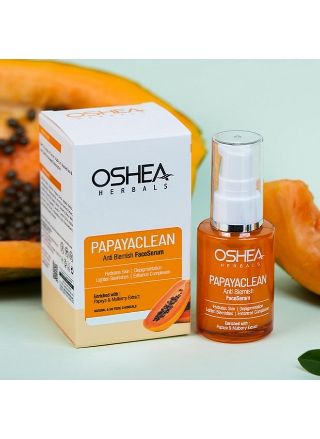Herbals Papayaclean Anti Blemish Serum For All Skin Types | Lightens Blemishes & Hydrates Skin With Deep Cleansing | Enriched With Papaya, Pea Extract & Mulberry Extract 30Ml (Pack Of 2)
