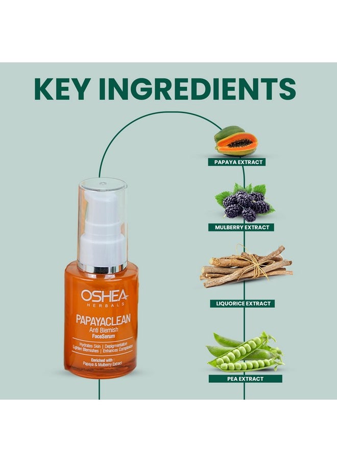 Herbals Papayaclean Anti Blemish Serum For All Skin Types | Lightens Blemishes & Hydrates Skin With Deep Cleansing | Enriched With Papaya, Pea Extract & Mulberry Extract 30Ml (Pack Of 2)