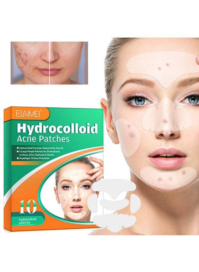 Hydrocolloid Acne Patches- with Tea Tree Oil Pimple Patches for Face Zit Patch and Pimple Stickers Hydrocolloid Acne Dots for Healing Acne with Zit Patches 10 Patches