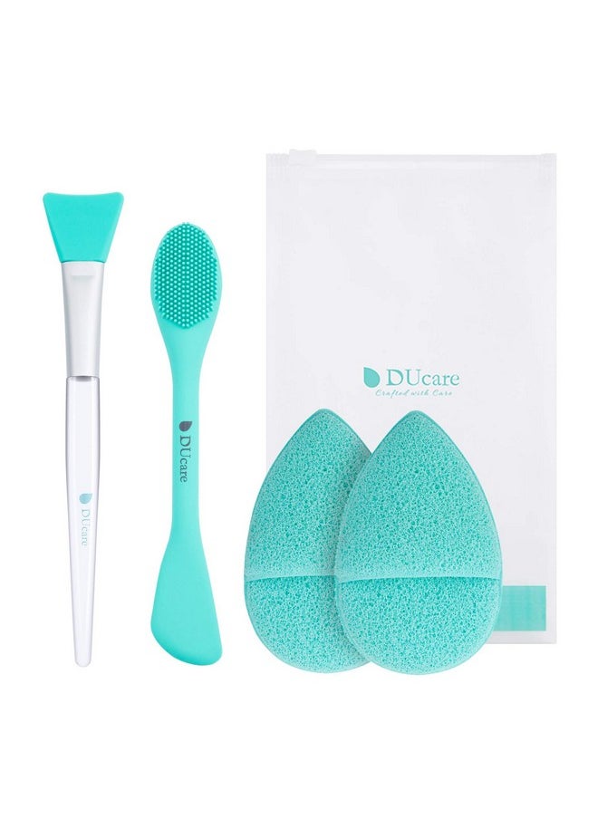 Silicone Face Brush Double-Ended Facial Cleansing Sponges 4 Pcs Soft Facial Cleansing Brush Mud,Clay Diy