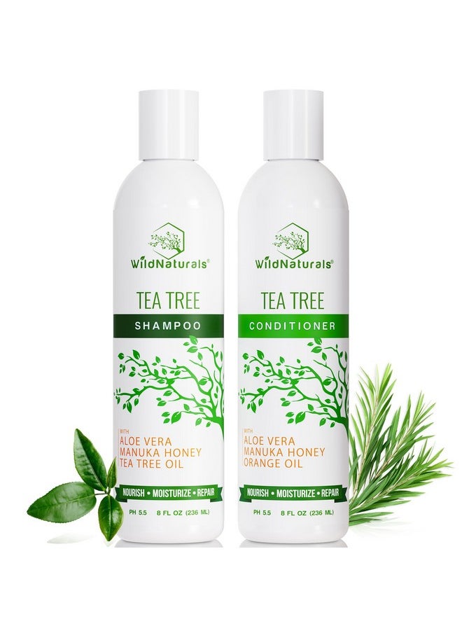 Tea Tree Oil Shampoo And Conditioner Set - Dry Scalp Treatment For Itchy Relief - Anti-Dandruff Thickening Formulas For Men & Women, All Hair Types