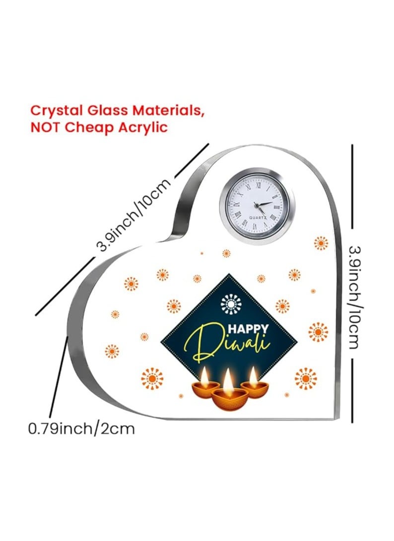 Diwali Special Heart-Shaped Crystal Clock Gift-Thoughtful Presents For Diwali Gifts For Your Friends And Family