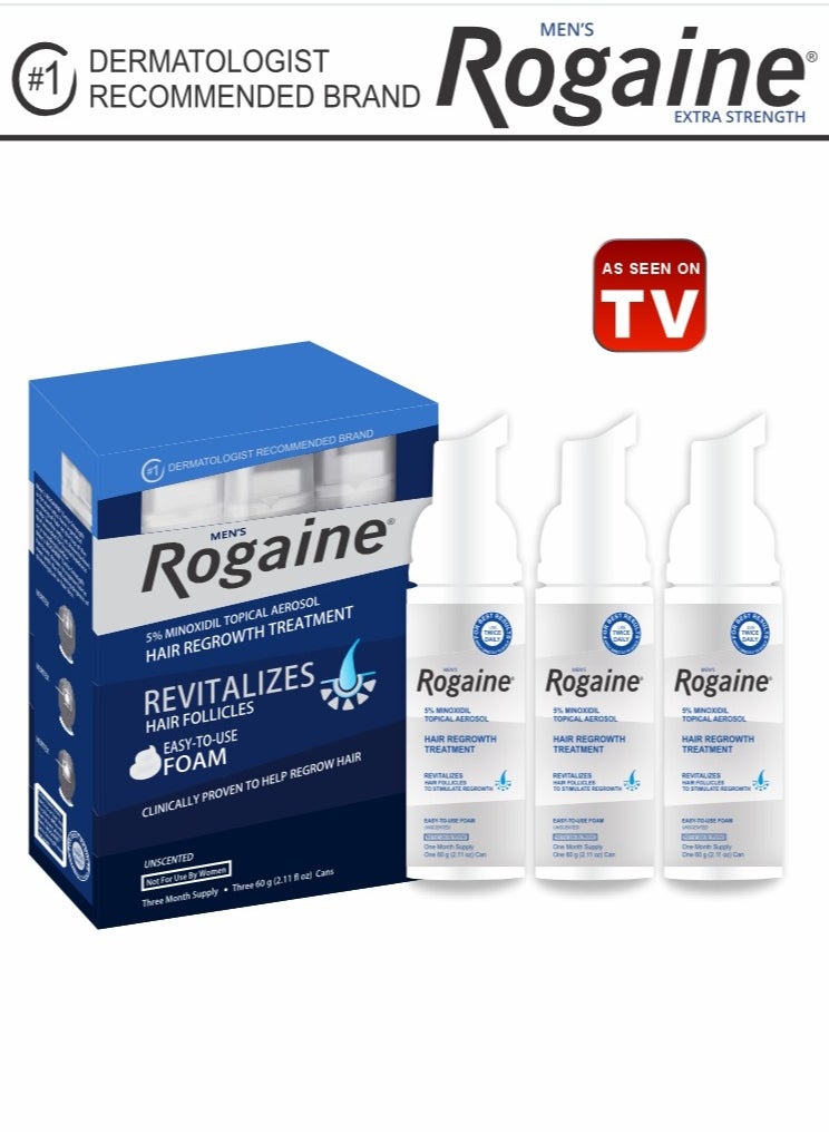 Rogaine 5% Minoxidil Foam – 3-Month Supply for Hair Loss and Regrowth