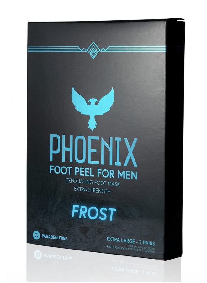 (Pack of 2) Phoenix Foot Peel for Men - Extra Large - Extra Strength - Menthol - Exfoliating Dry Feet Treatment - Callus Remover - Paraben Free