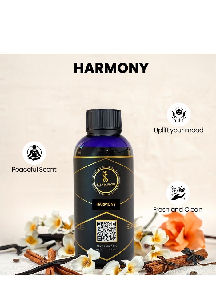 HARMONY - Diffuser Aroma Oil  | A Blend of Jasmine, Floral, and Amber | Ideal for living rooms, bedrooms, or offices | Designed to Enrich Any Space - Aromatherapy (500ml)