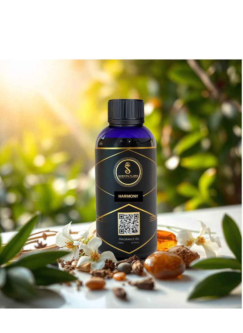 HARMONY - Diffuser Aroma Oil  | A Blend of Jasmine, Floral, and Amber | Ideal for living rooms, bedrooms, or offices | Designed to Enrich Any Space - Aromatherapy (500ml)