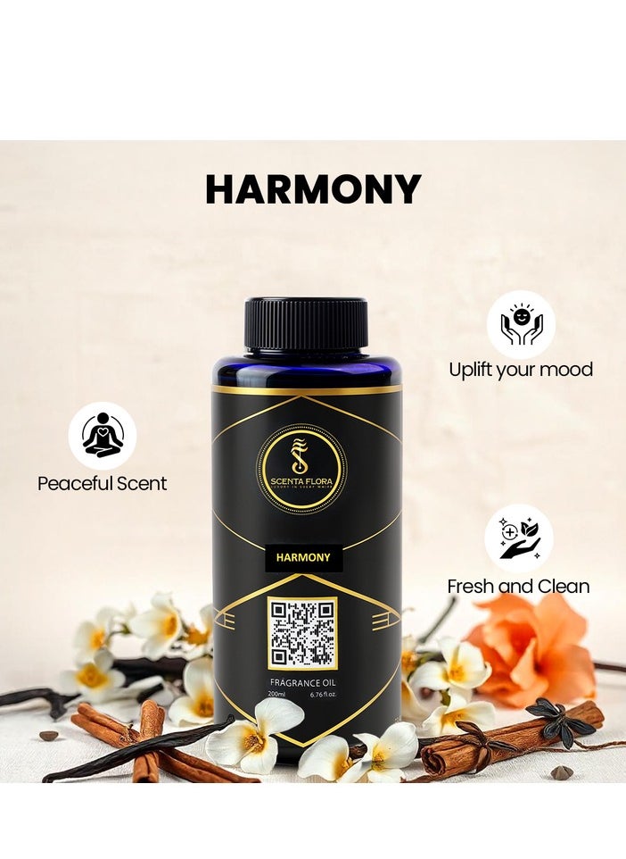 HARMONY - Diffuser Aroma Oil  | A Blend of Jasmine, Floral, and Amber | Ideal for living rooms, bedrooms, or offices | Designed to Enrich Any Space - Aromatherapy (200ml)
