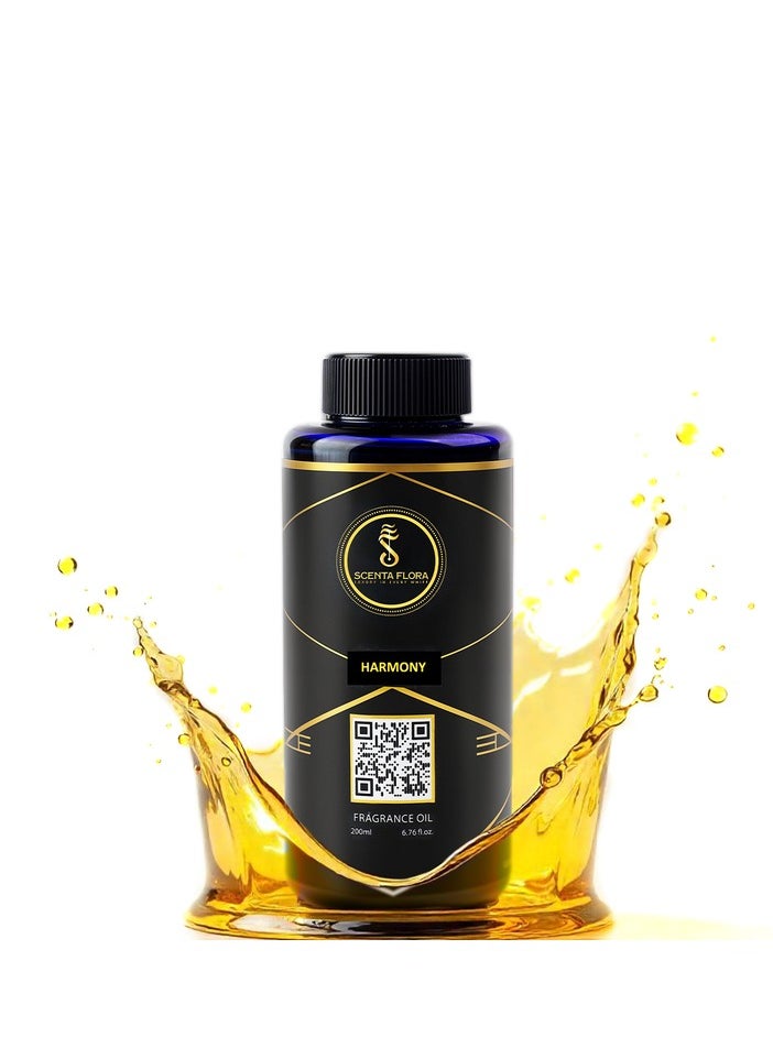 HARMONY - Diffuser Aroma Oil  | A Blend of Jasmine, Floral, and Amber | Ideal for living rooms, bedrooms, or offices | Designed to Enrich Any Space - Aromatherapy (200ml)