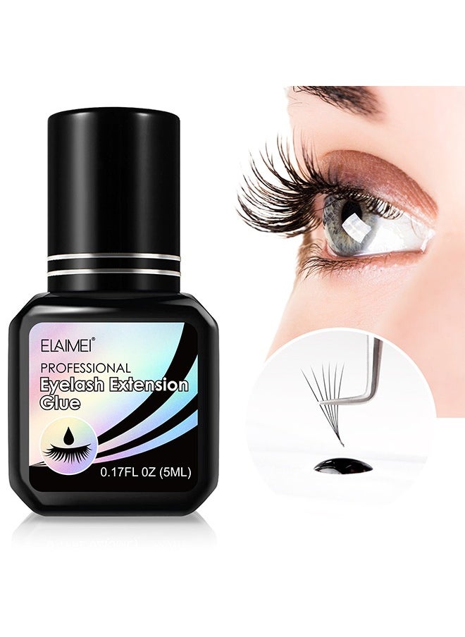 Eyelash Extension Glue，Professional Lash Extension Glue for Strong Bond and High Flexibility Ultra Hold Instant Dry Low Fume and Extra Strong Black Adhesive Lash Bond Lash Glue