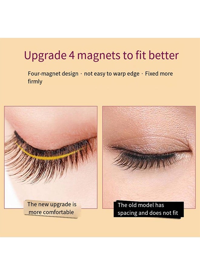 Magnetic Eyelashes without Eyeliner,3D Dual Magnetic Eyelashes Reusable Magnetic False Eyelashes with Tweezers No Glue Long-Lasting Waterproof Natural Look & Easy to Wear for Women