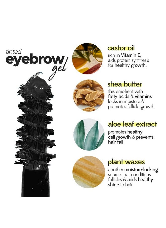 Tinted Eyebrow Gel With Castor Oil, Waterproof & Smudgeproof, Lifts, Shapes And Thickens Scanty Brows, Promotes Hair Growth, Natural & Non-Toxic, Face Makeup For Women - Ash (6Ml)