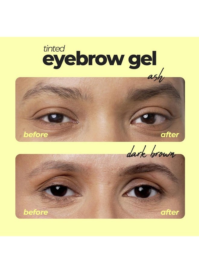 Tinted Eyebrow Gel With Castor Oil, Waterproof & Smudgeproof, Lifts, Shapes And Thickens Scanty Brows, Promotes Hair Growth, Natural & Non-Toxic, Face Makeup For Women - Ash (6Ml)