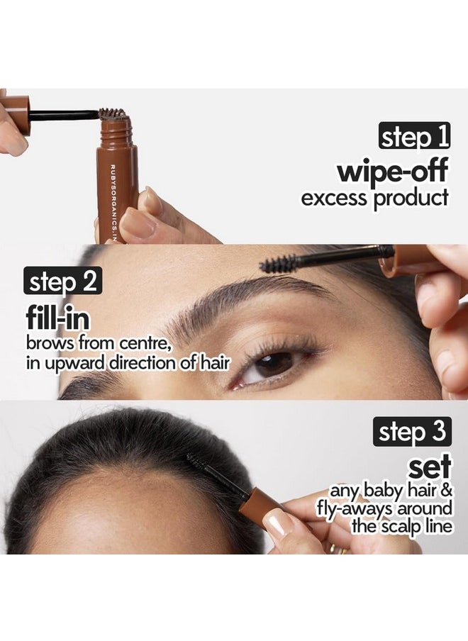 Tinted Eyebrow Gel With Castor Oil, Waterproof & Smudgeproof, Lifts, Shapes And Thickens Scanty Brows, Promotes Hair Growth, Natural & Non-Toxic, Face Makeup For Women - Ash (6Ml)