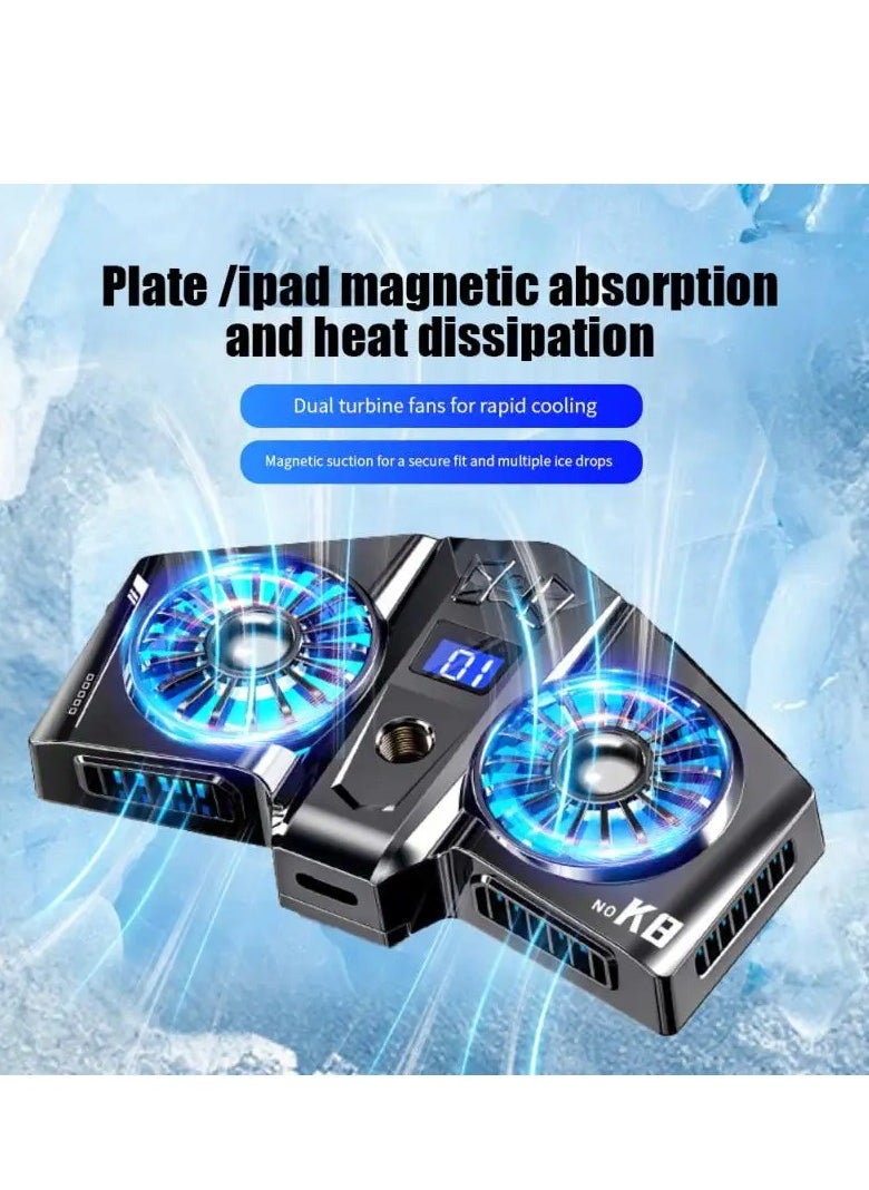 K8A Magnetic Radiator Dual Cooling Fan Cooler Semiconductor Mobile Phone Radiator