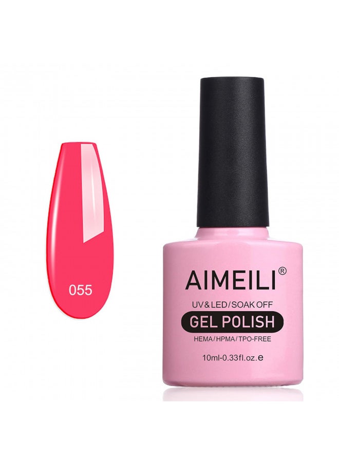 Soak Off U V LED Neon Pink Gel Nail Polish - Neon Shocking Pink (055) 10ml