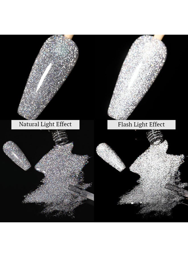 Ur Sugar Reflective Glitter Gel Polish Silver Sparkly Glitter Shimmery Gel Polish Shiny Disco Soak Off Gel Nail Polish Nail Art Manicure Salon Diy At Home  Gifts For Women Girls