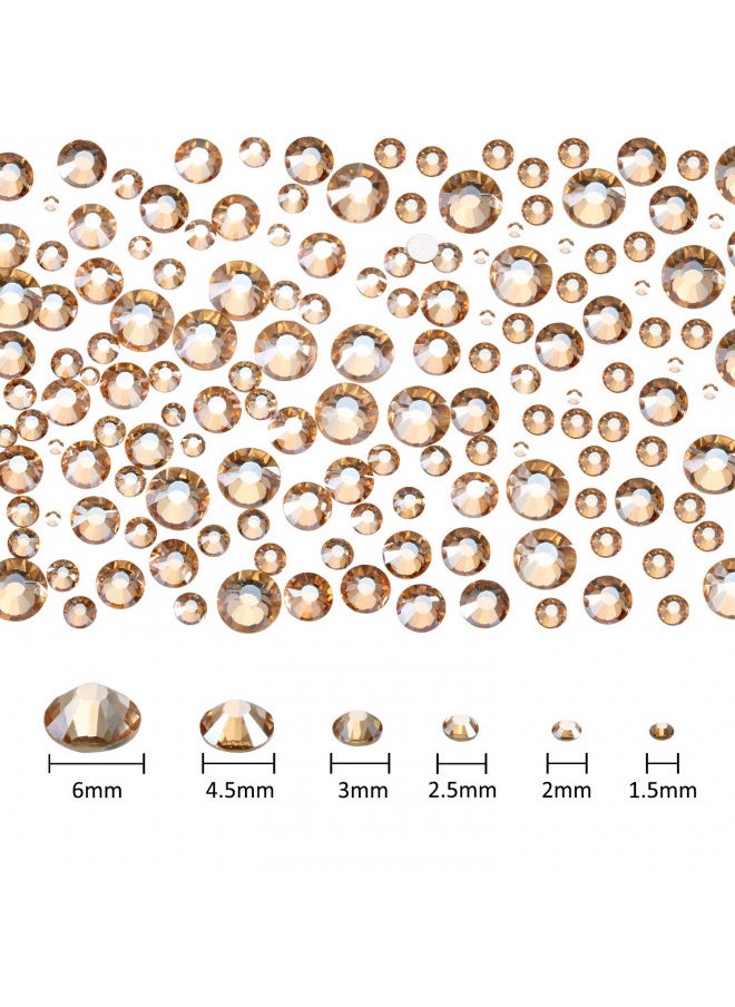 2000 Pcs Champagne Crystal Rhinestones Bulk For Crafting 6 Sizes Flatback Nail Rhinestones Round Bedazzling Nail Gems With Tweezer Picking Pen For Nail Art Makeup Clothes Shoes Diy