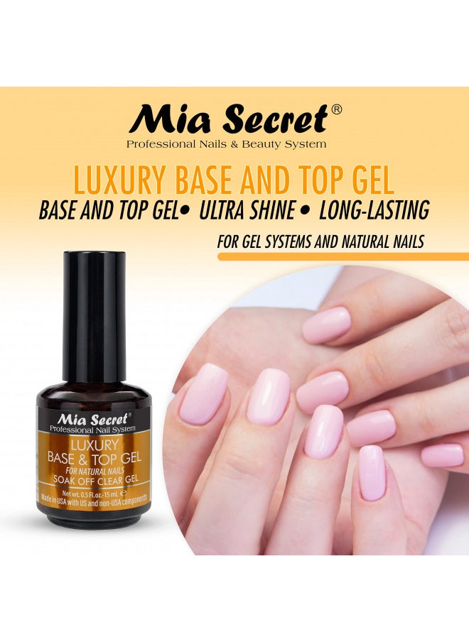 Mia Secret Luxury Base and Gel Top Coat For Gel Nail Polish, 15 Ml   Clear Gel Nail Polish   High Gloss Top Coat For Gel Polish   Base Coat For Gelux Gel Polish