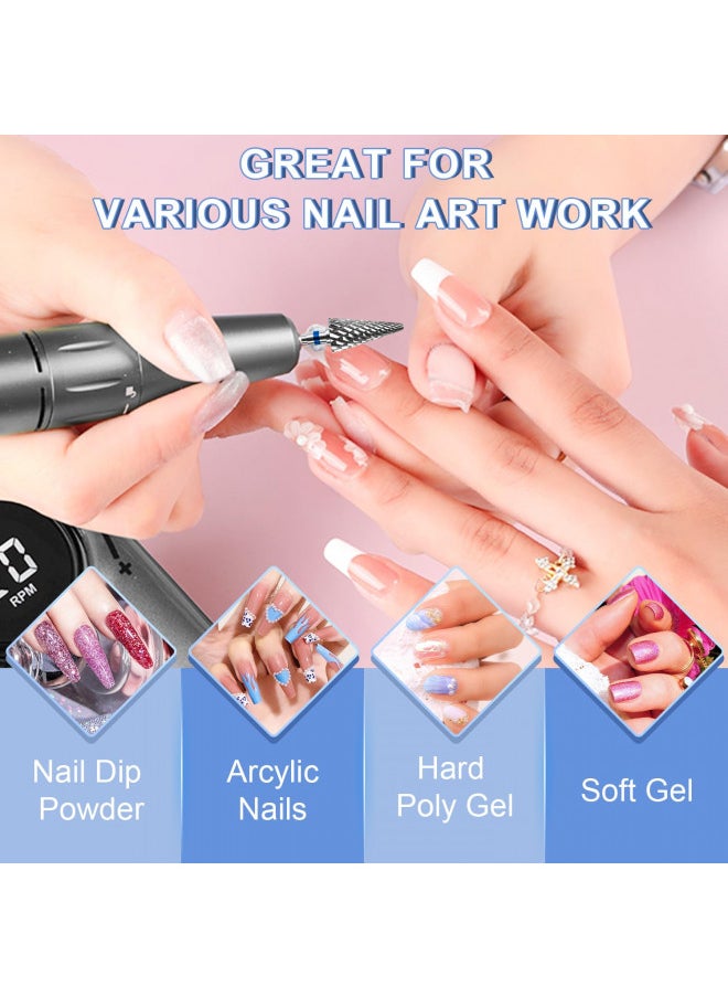 2Pcs Nail Drill Bits, 3/32 Nail Bits For Nail Drill Safety Tungsten Carbide Bits For Acrylic Nails, Drill Bit For Nail Professional Sets Great For Remove Hard Gel, Two Way Rotate Bits (Medium & Fine)