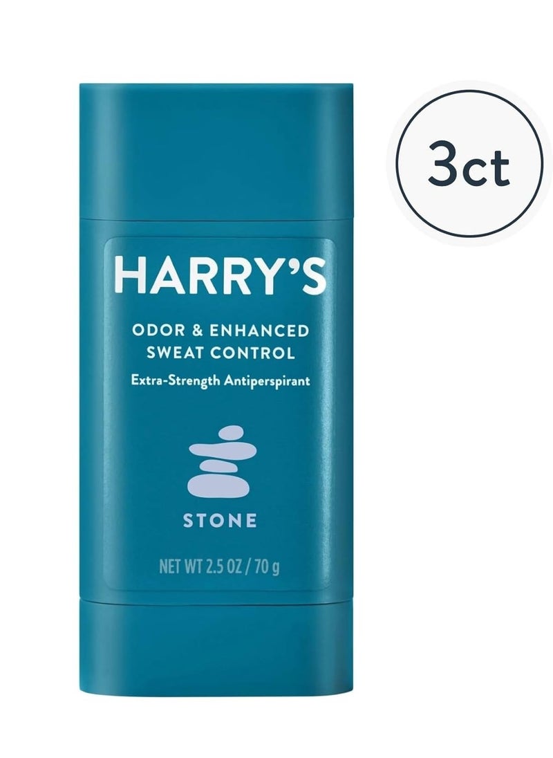 Harry's Extra-Strength Antiperspirant - Odor & Enhanced Sweat Control Antiperspirant for Men - Stone 2.5 Ounce (Pack of 3)