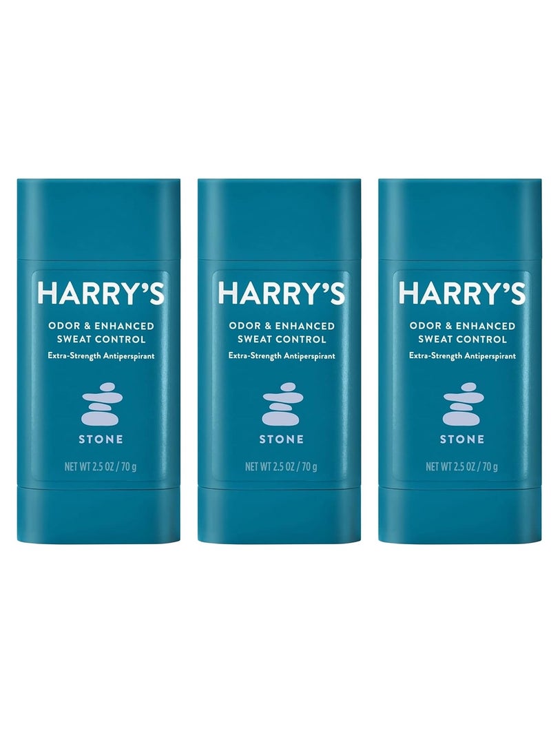 Harry's Extra-Strength Antiperspirant - Odor & Enhanced Sweat Control Antiperspirant for Men - Stone 2.5 Ounce (Pack of 3)