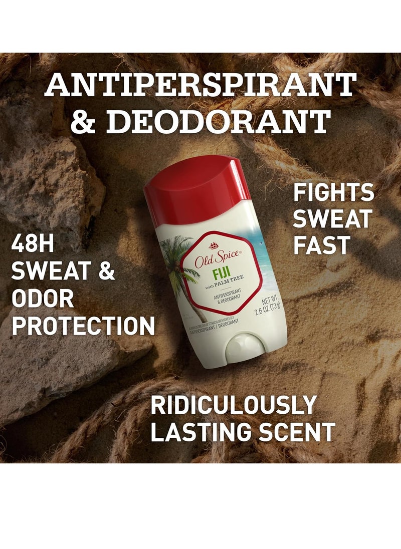 Old Spice Men's Antiperspirant & Deodorant, 24/7 Lasting Freshness, Advanced Sweat & Odor Protection with Skin Conditioners, Invisible Solid, Fiji with Palm Tree Scent, 3.4 oz (Pack of 3)