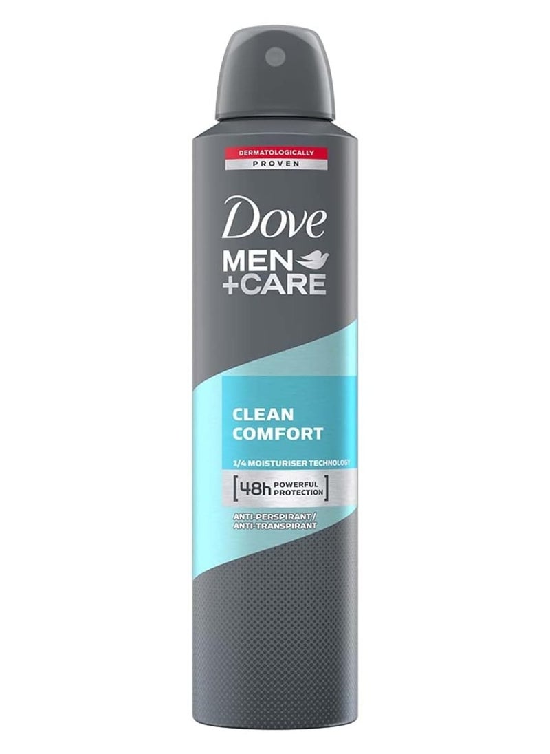 Dove Men+Care Antiperspirant Dry Spray Deodorant for Men Clean Comfort 48 Hour Sweat and Body Odor Protection 3.8 oz 3 Count