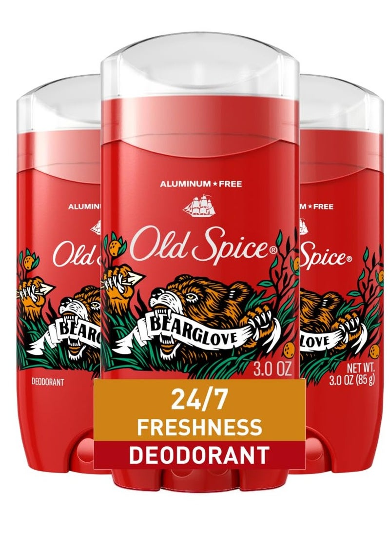 Old Spice Aluminum Free Deodorant for Men, 24/7 Odor Protection, 24/7 Freshness & Lasting Scent, Bearglove Scent, 3.0 oz (Pack of 3)